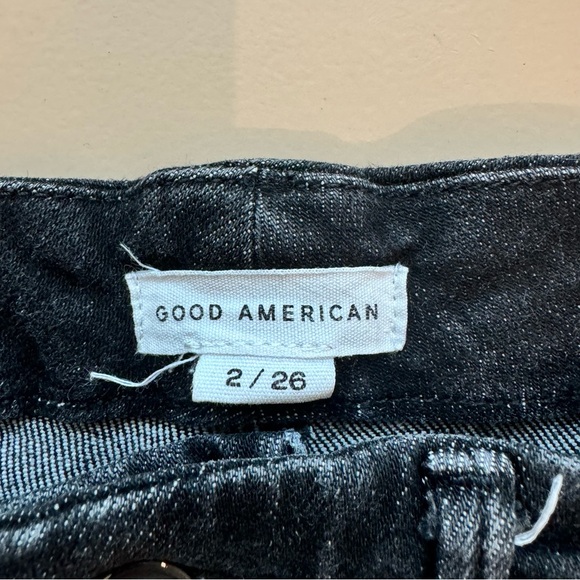 Good American Good Legs Straight Leg Split Pocket Denim Jeans Size 2/26 Black - Picture 8 of 14